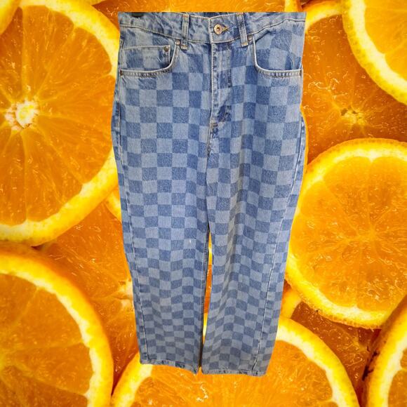 Ragged ‎ Blue Checked Straight Leg Jeans Size 24 - Picture 3 of 7